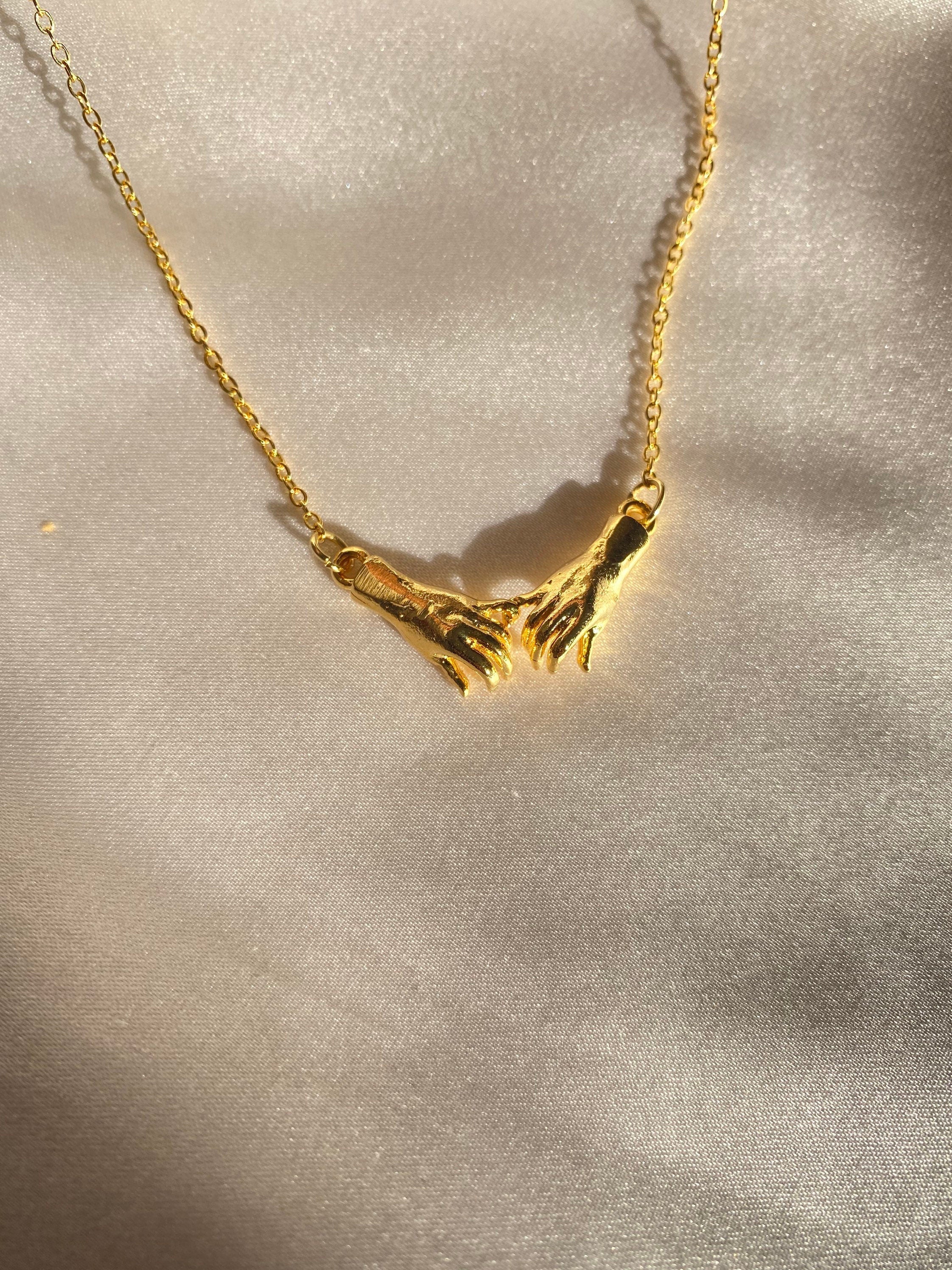 24k Gold Plated Hand in Hand Necklace