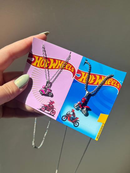 Hot Wheels Motorcycle Couple Necklaces