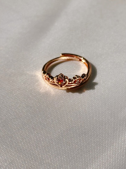 Snow White Inspired Red Garnet Apple Adjustable Ring