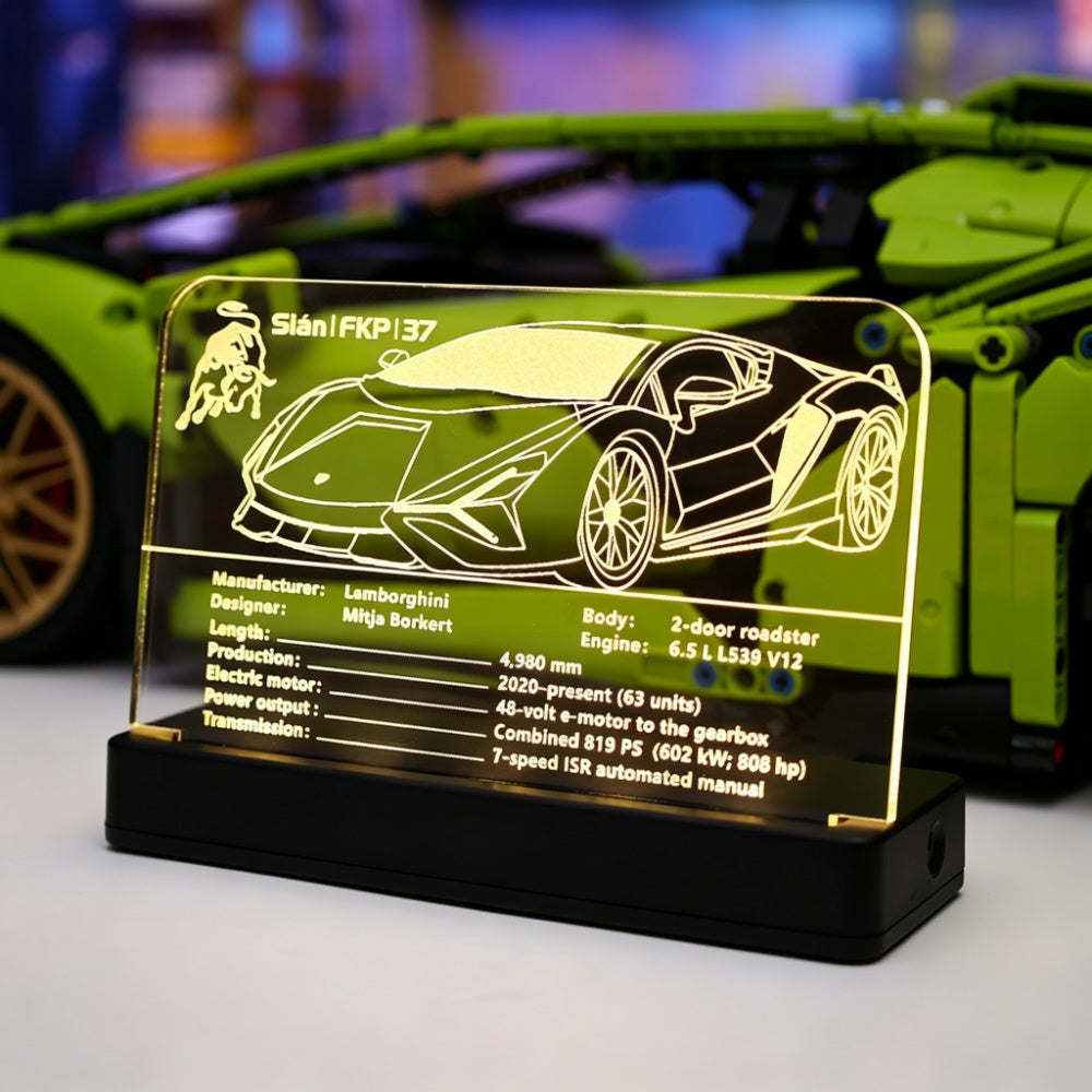 LED Nameplate for LEGO® Lamborghini Sián FKP 37 42115