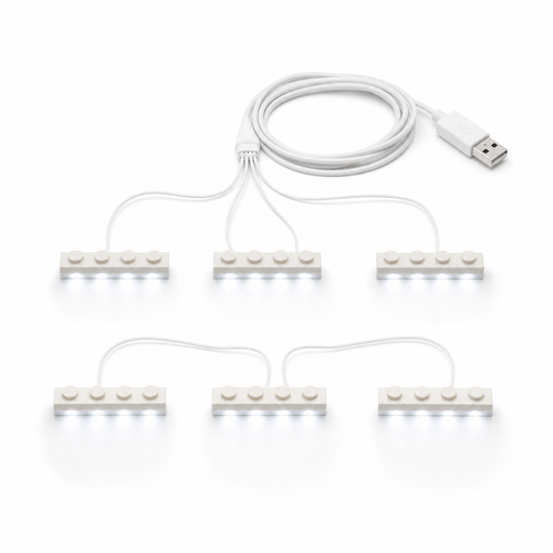 White 6 in 1 USB LED Light Kit