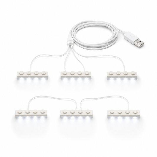 White 6 in 1 USB LED Light Kit