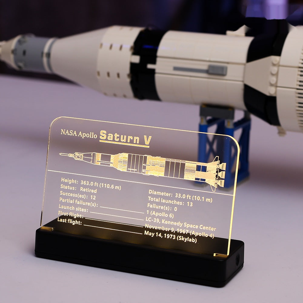 LED Nameplate for LEGO® NASA Apollo Saturn V 21309