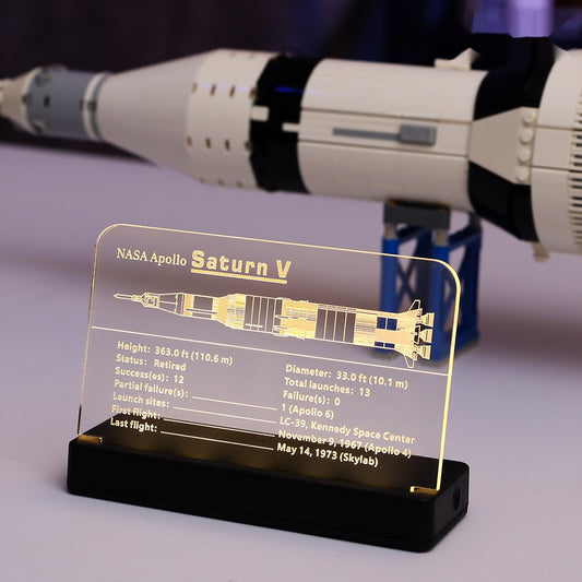 LED Nameplate for LEGO® NASA Apollo Saturn V 21309