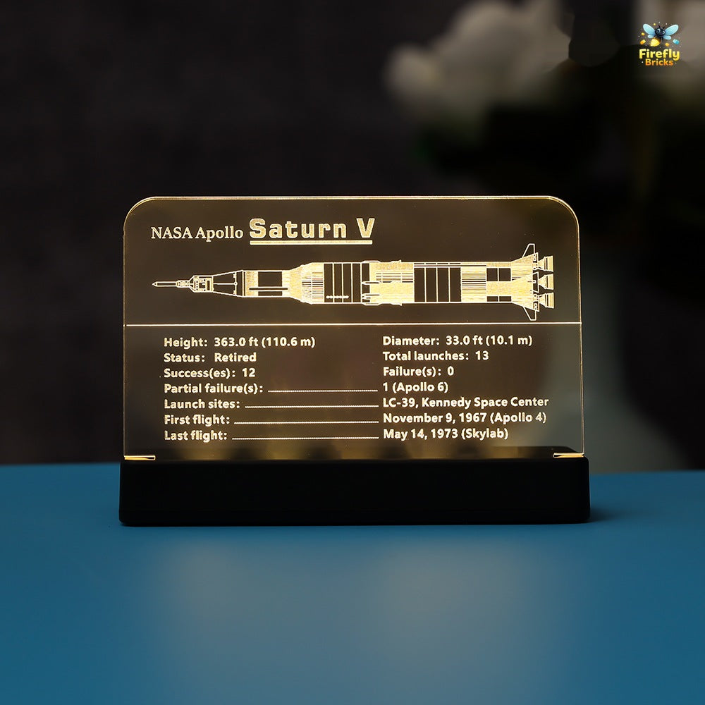 LED Nameplate for LEGO® NASA Apollo Saturn V 21309