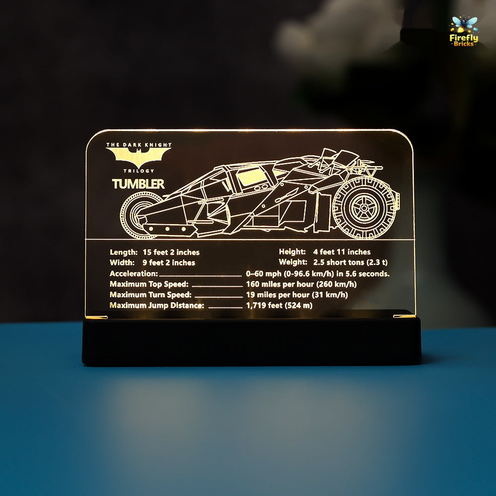 LED Nameplate for LEGO® DC Batman Batmobile Tumbler 76240