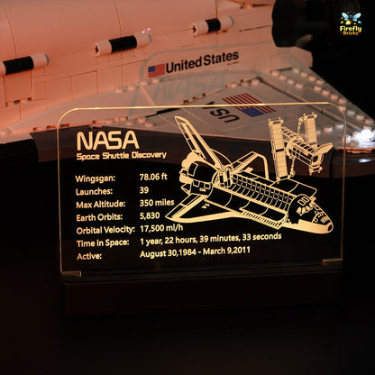 LED Nameplate for LEGO® NASA Space Shuttle Discovery 10283