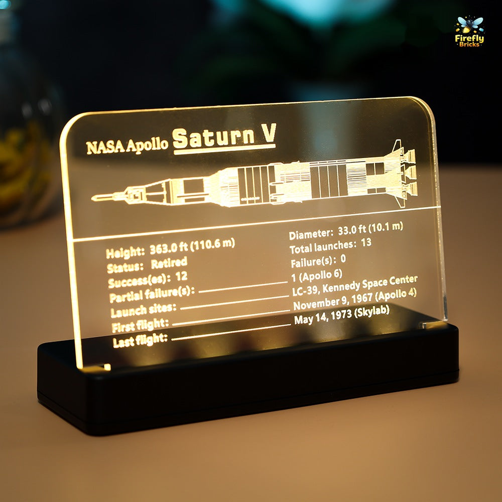LED Nameplate for LEGO® NASA Apollo Saturn V 21309
