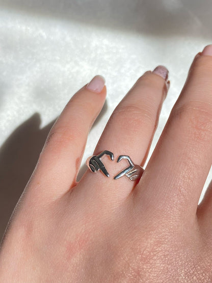 925 Sterling Silver Forever Heart Ring, Heart Sign Hug Ring, Hand Heart Ring, Heart Ring for Women, Aesthetic Rings For Women, Love Ring